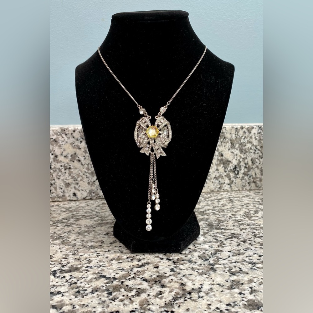 Betsy Johnson silver bow necklace